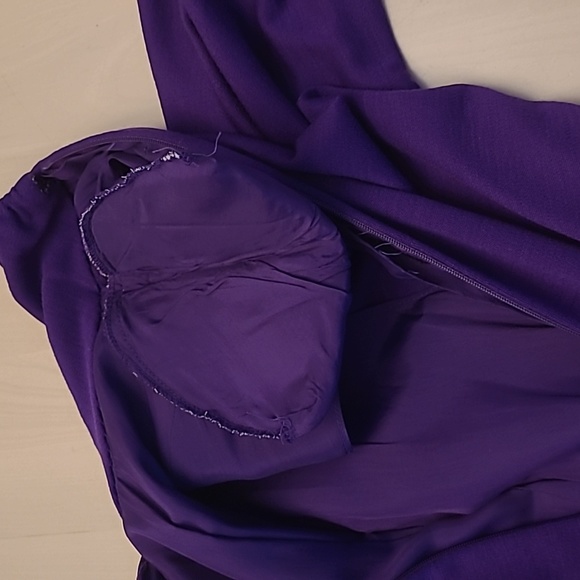 FLAWED VTG Carolyne Roehm Bergdorf Goodman 1960s Purple Faux Wrap Dress - Picture 14 of 17